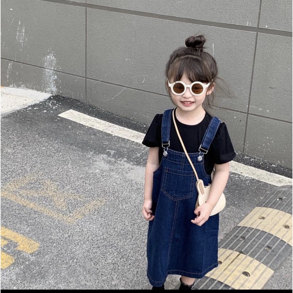 BÁN SỈ SET YẾM VÁY BÒ BÉ GÁI MIX ÁO ĐEN TAY BỒNG