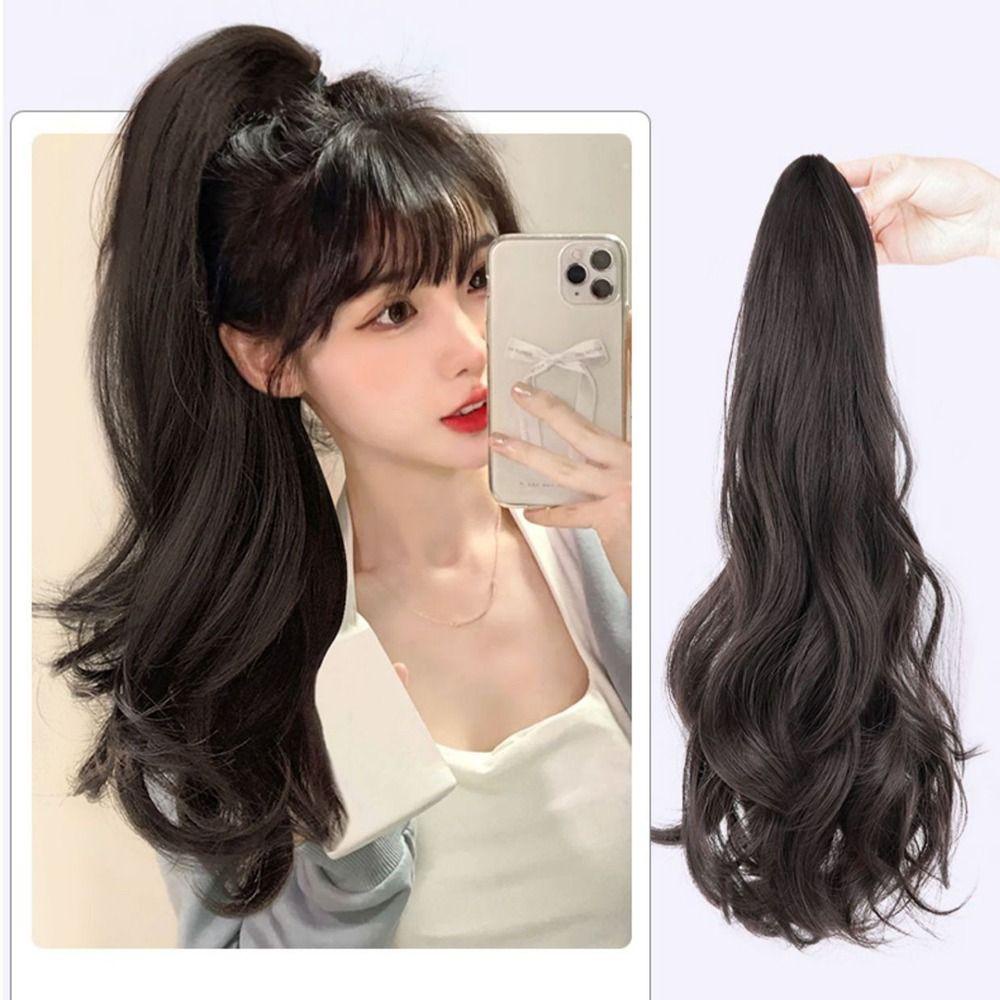 ANEMONE Tóc Giả Đuôi Ngựa Xoăn Dài Màu Đen / Nâu Ngọt Ngào Chất Lượng Cao Dành Cho Nữ