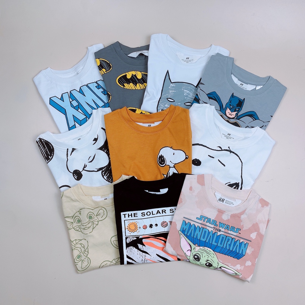 Áo cotton HM hoạt hình nhiều màu BT size 2-10y - Bảng màu 1