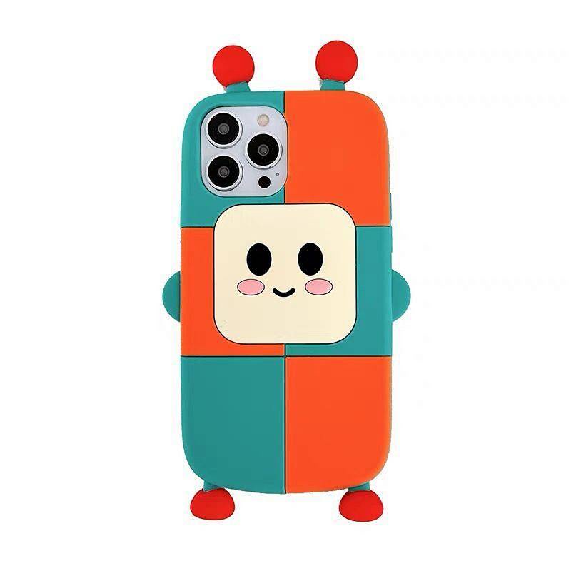 Ốp điện thoại silicone mềm robot màu tương phản thích hợp cho Iphone14promax 13 12/11 XS/Xr/Xsmax