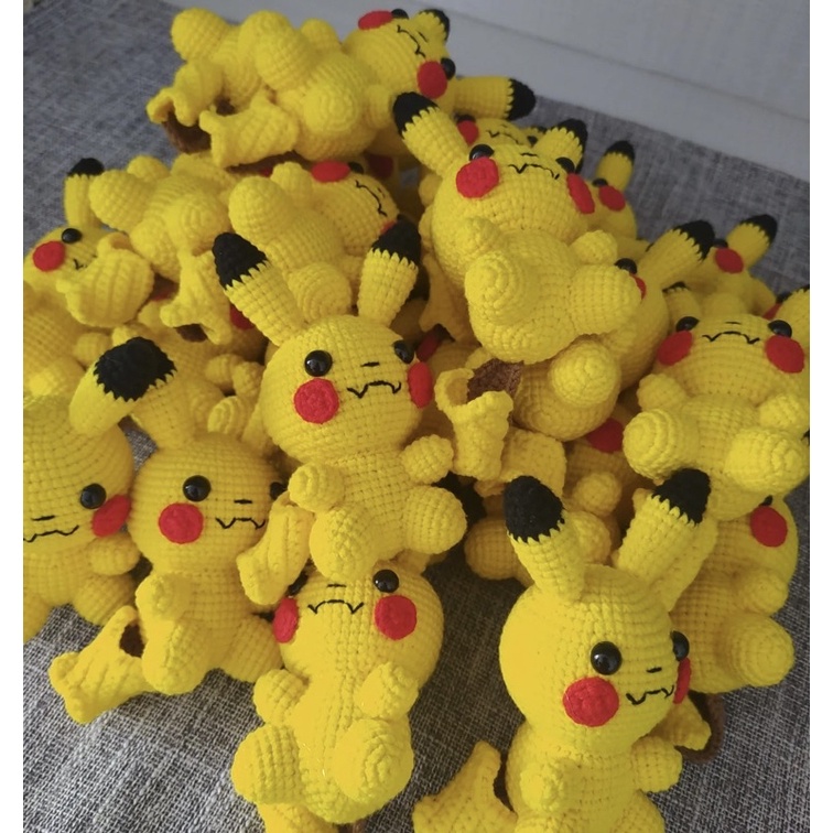 Móc Khoá Pikachu Nhồi Bông móc Bằng Len Làm Quà Tặng - Thú Bông Len Handmade Đan Móc Thủ Công Bằng Tay