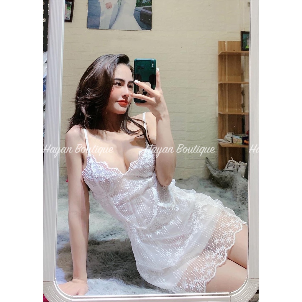 HT67 Váy ngủ sexy pha lê siêu đẹp tặng CHÍP, đầm ngủ ren mềm mại quyến rũ Haayan Boutique HT67 | BigBuy360 - bigbuy360.vn