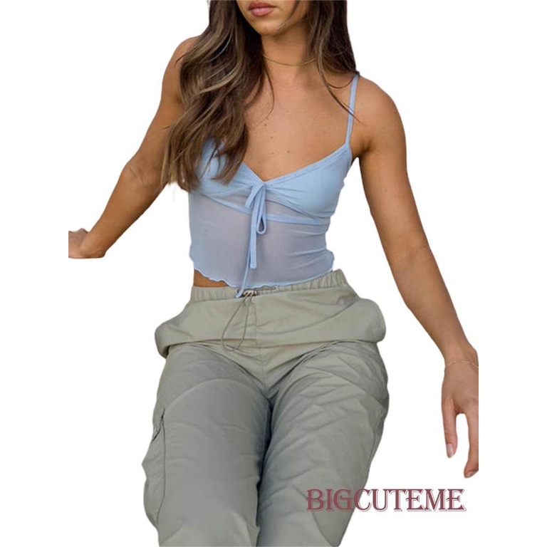 Áo Hai Dây Cổ Chữ V Màu Sắc Thời Trang Mùa Hè Cho Nữ