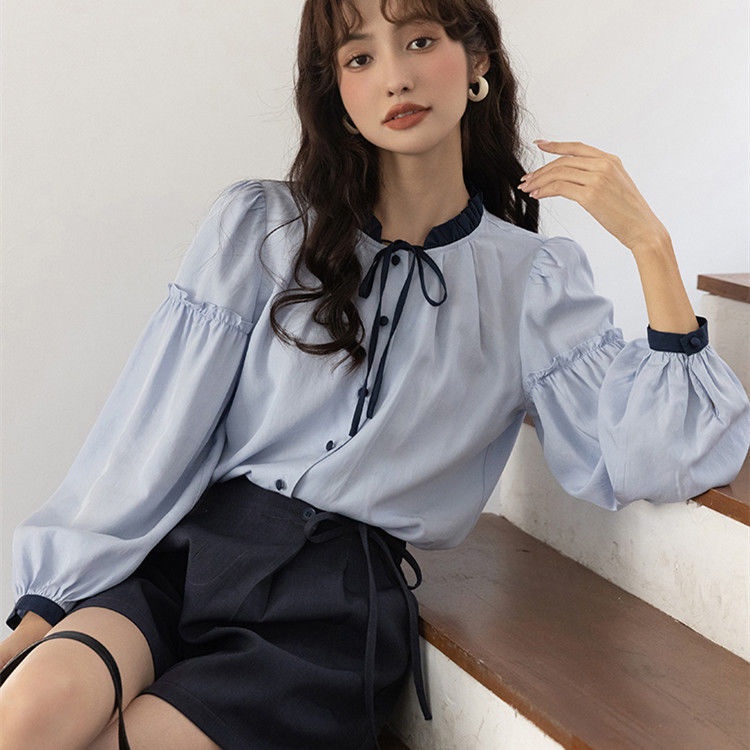 Áo Sơ Mi Selvedge Dáng Rộng Phong Cách Hàn Quốc Thời Trang Mùa Thu 2022 Cho Nữ