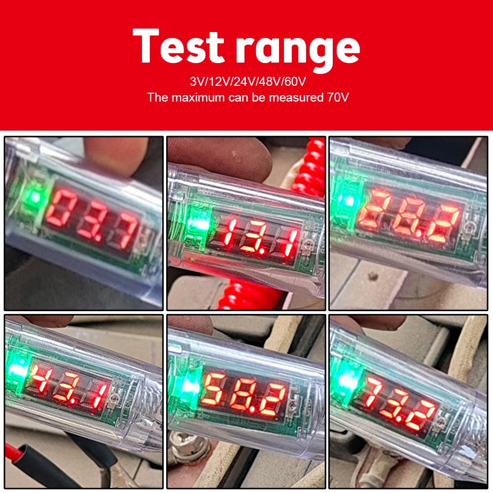 AIDEEEPEN Xe Kỹ Thuật Số Điện Áp Mạch Kiểm Tra Xe Tải Ô Tô Kiểm Tra Ánh Sáng 3-70V