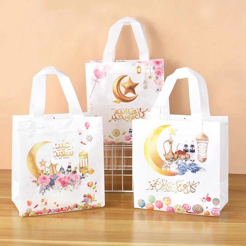 Eid Mubarak Túi Xách Vải Không Dệt In Hình Trăng Sao Phong Cách Hồi Giáo Làm Quà Tặng Lễ Hội