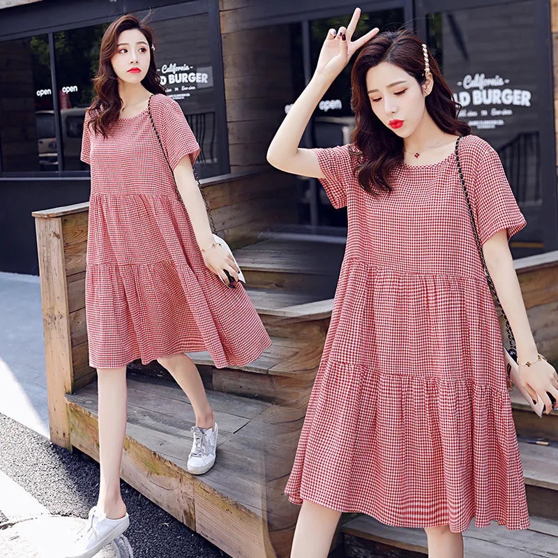 Đầm Chữ A Dáng Rộng Chất cotton Lanh Họa Tiết Kẻ Sọc Thời Trang Mùa Hè 2023 Cho Nữ