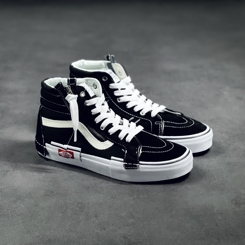Vans Vault Sk8-Hi Cap LX LX Giày canvas Cổ Cao Họa Tiết Kẻ Sọc Đen Trắng 1903