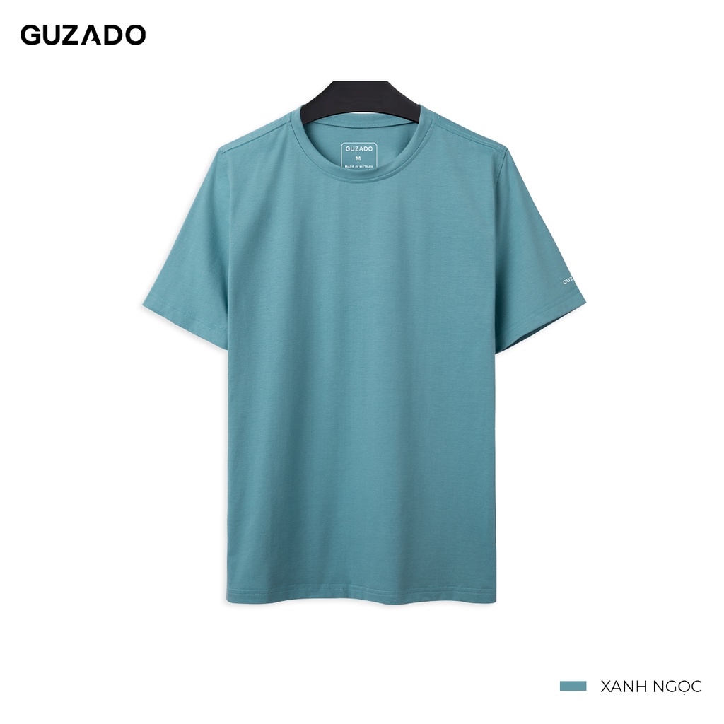 Áo thun nam ngắn tay GUZADO phông cotton basic trơn,không bai xù,thấm hút tốt,form rộng rãi thoải mái GTS1