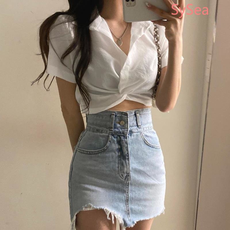 Plus Áo Croptop Cổ Chữ V Quyến Rũ Thời Trang Hè Cho Nữ