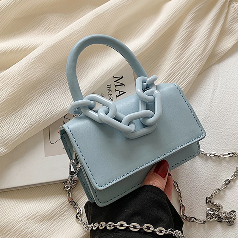 Túi Đeo Vai Dây Xích Màu Trơn Nhỏ Gọn Thời Trang Cho Nữ