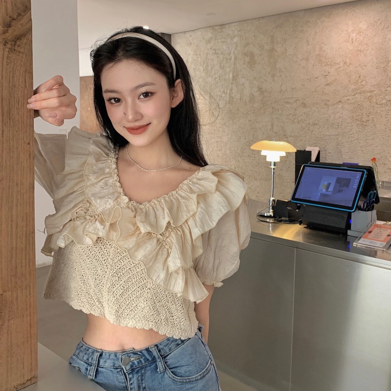 Áo Sơ Mi Chiffon Tay Phồng Phong Cách Hàn Quốc Thời Trang Mùa Hè Hàng Mới 2023 Dành Cho Bạn Nữ