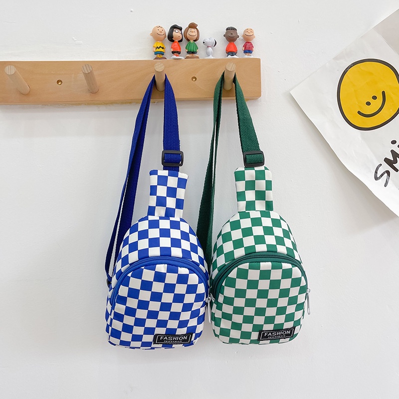 Túi thời trang trẻ em túi đeo chéo trước ngực kẻ caro họa tiết vui buồn và trơn cho bé Dương Kids