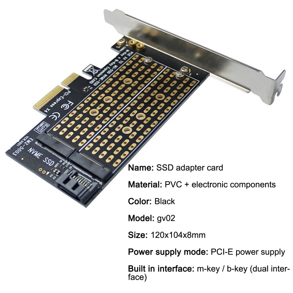 Bảng Mạch Chuyển Đổi Mở Rộng GV02 M / B Key M.2 NVME / NGFF Sang PCI-E 3.0 X4 SSD Cho Máy Tính