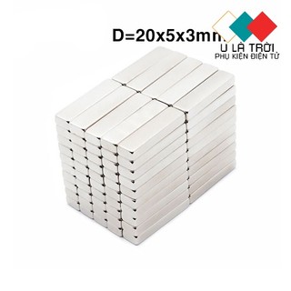 Nam châm đất hiếm 20x5x3mm hình chữ nhật