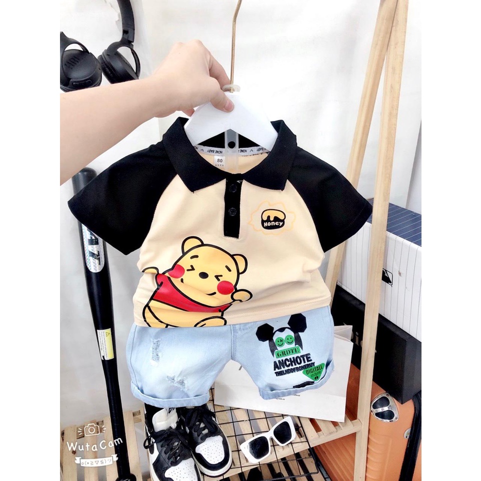 Bộ cộc QC bé trai POLO gấu siêu xinh (B01, B02, B03) (From từ 8-18kg)