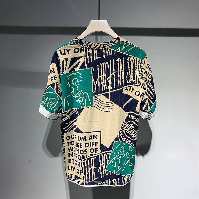 Áo Thun Ngắn Tay Dáng Rộng Thiết Kế Mới Năng Động Thời Trang Theo Phong Cách Hồng Kông Dành Cho Nam