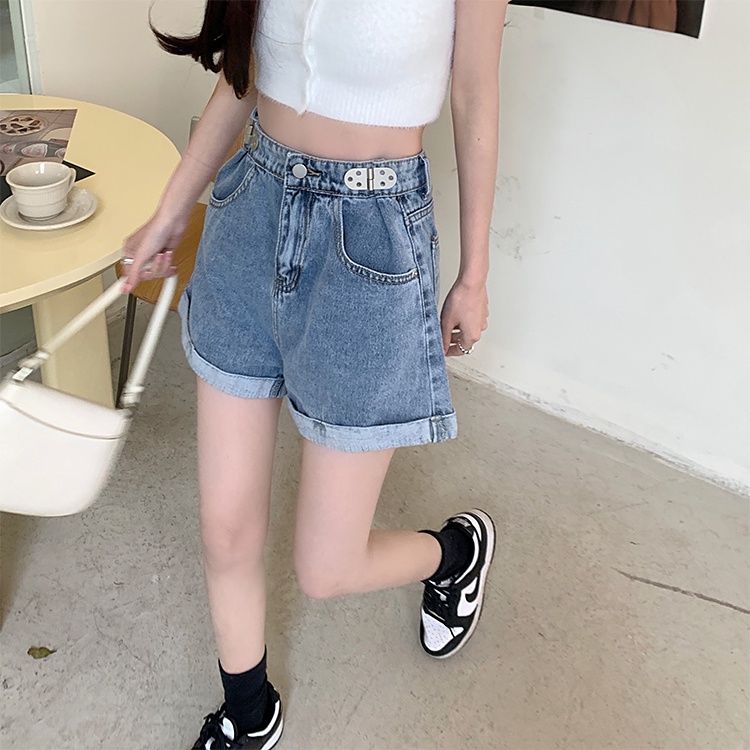 IELGY   Quần Short Lưng Cao Dáng Rộng Thời Trang Cá Tính Cho Nữ