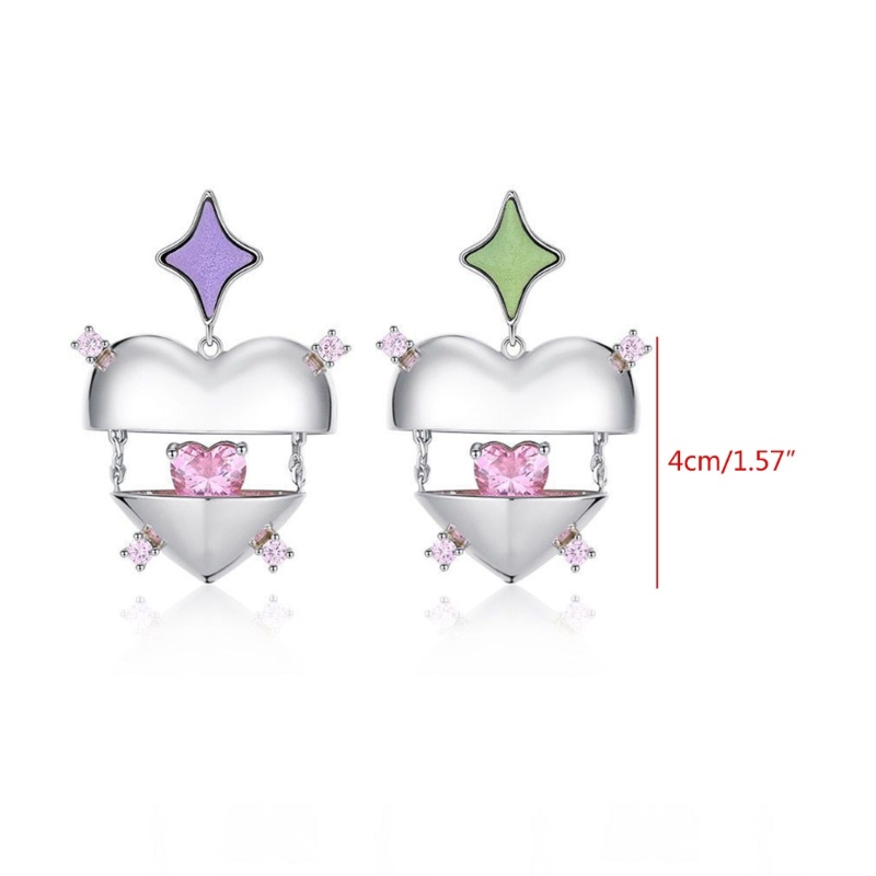 Cặp Bông Tai Trái Tim Đính Đá Thời Trang Nữ