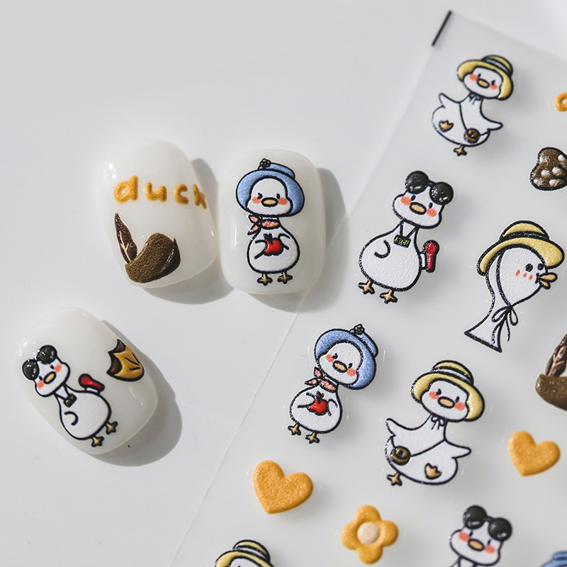 Miếng Dán Trang Trí Móng Tay 5D Hình Chú Vịt Dễ Thương TS-2237