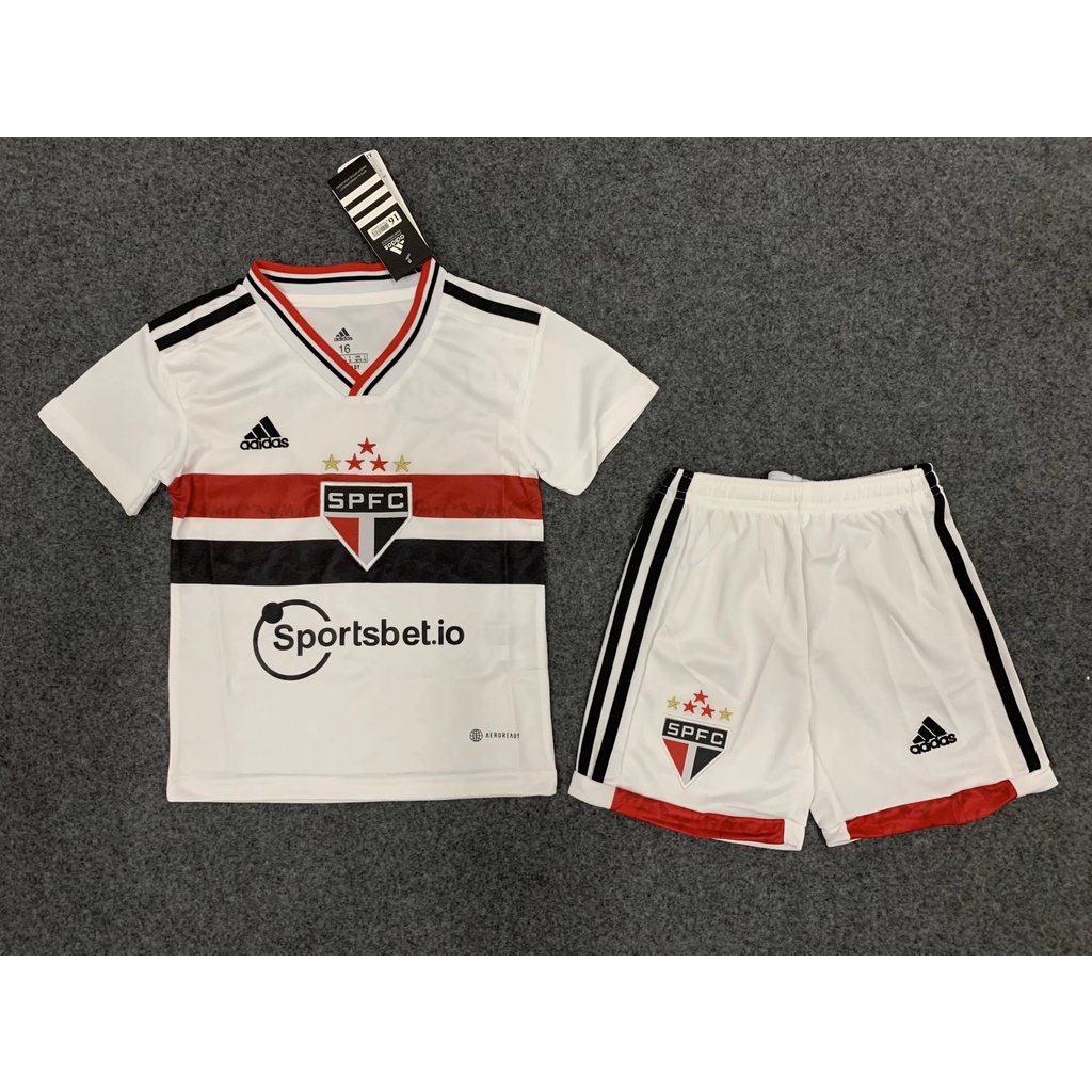 Bộ Đồ Đá Banh Gồm Áo Và Quần Ngắn Chất Lượng Cao Mẫu 2223 Mới Sao Paulo Dành Cho Bé