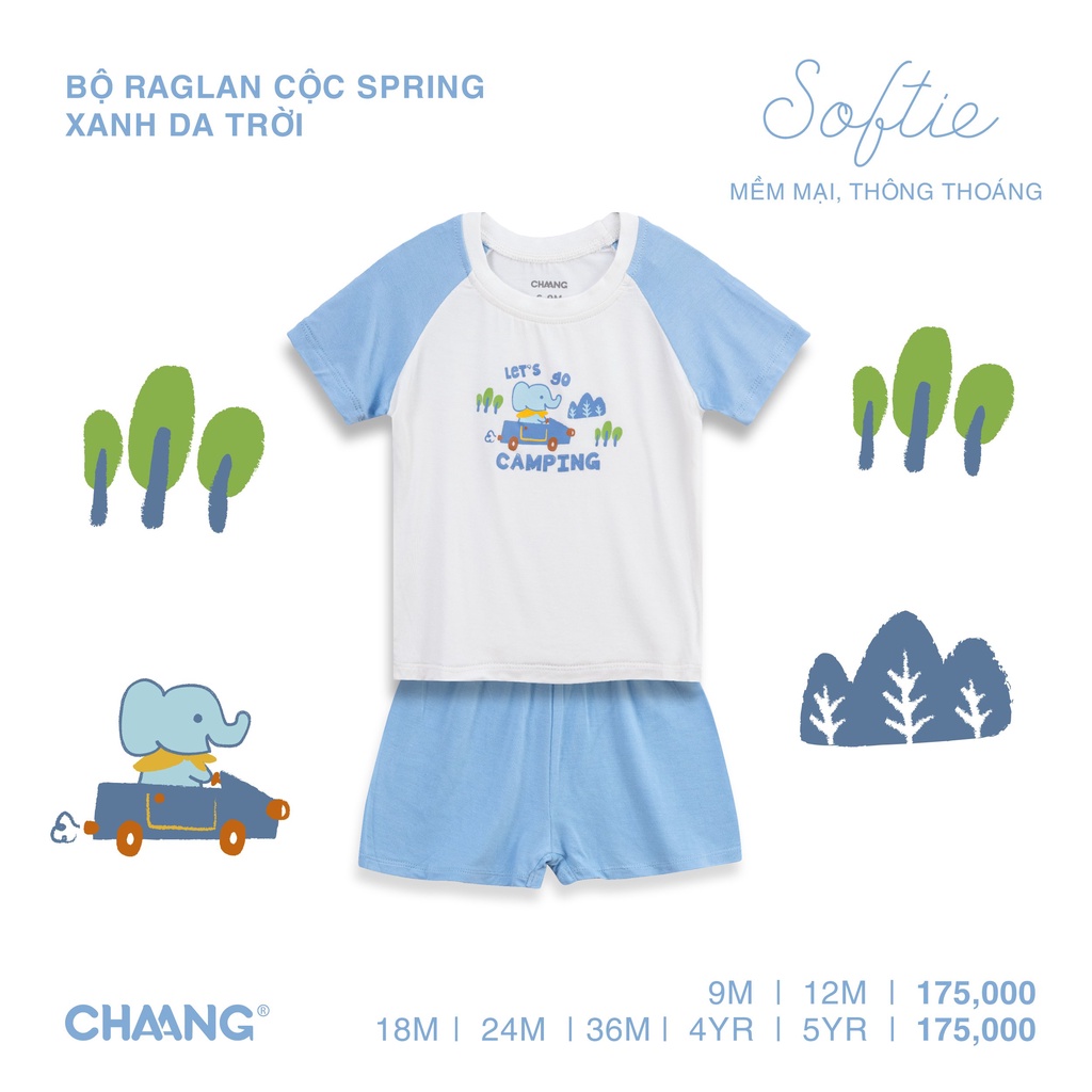 [CHAANG] Bộ raglan cộc Spring xanh da trời