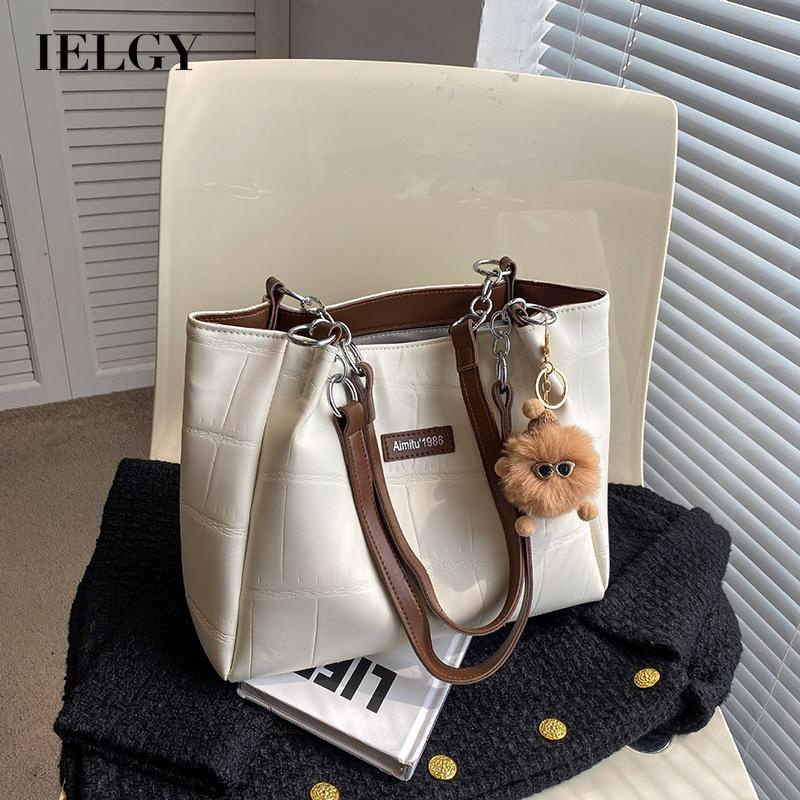 Ielgy Túi Đeo Vai Sức Chứa Lớn Họa Tiết Đá Tương Phản Đơn Giản Dễ Phối Đồ Cho Nữ