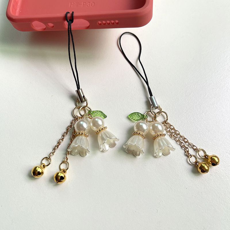 Dây Treo Điện Thoại Di Động Ổ Đĩa U / Hoa Lily Đính Ngọc Trai Chống Bụi diy