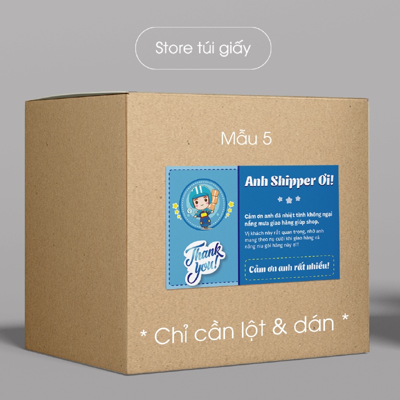 Tem cảm ơn anh shipper, phong cách cute, có sẵn keo, chỉ cần lột và dán - Set 20 tem - TUIGIAY.STORE
