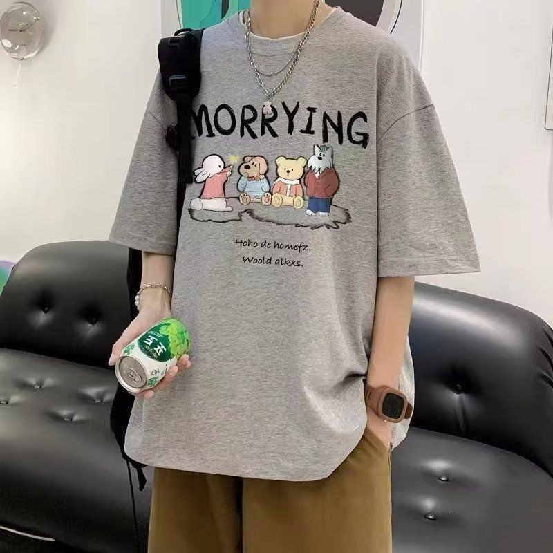 Aokang Áo Thun Tay Ngắn Dáng Rộng Họa Tiết Hoạt Hình anime Thời Trang Mùa Hè Trẻ Trung Cho Nam