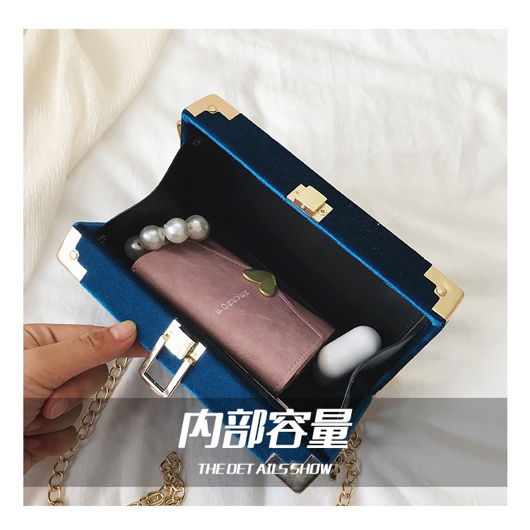 Túi Hộp Đeo Chéo Vai Bằng Nhung Họa Tiết Thêu Ngôi Sao Thời Trang Hàn Quốc Mới 2023