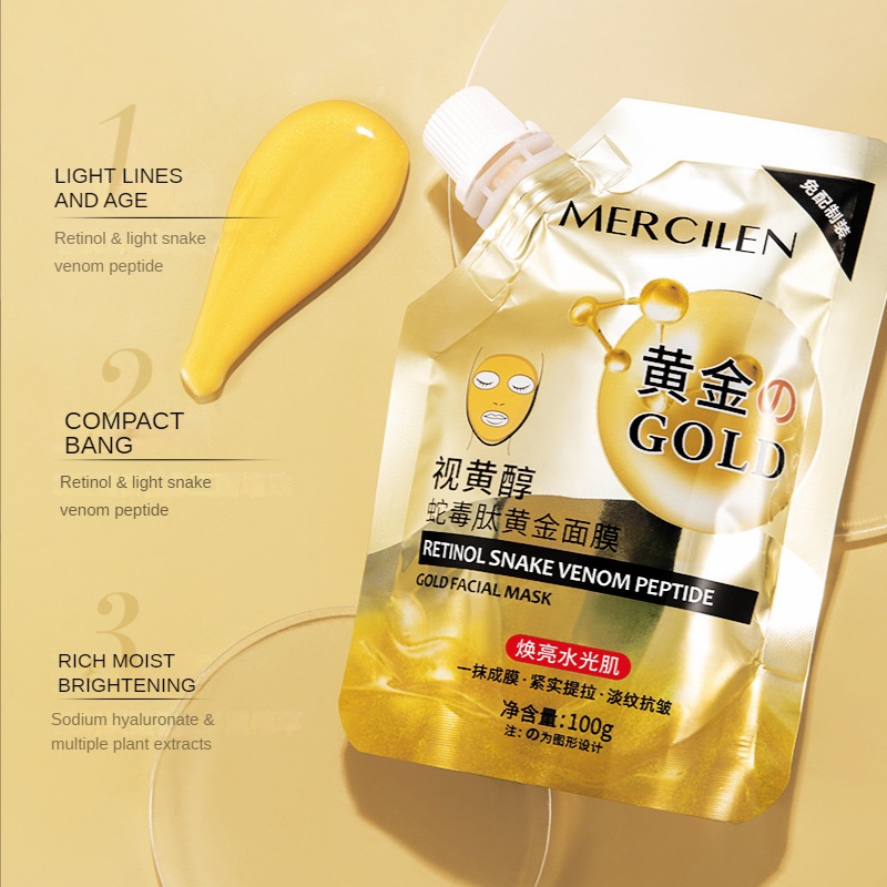 Mặt Nạ Vàng 24k Dạng Lột 100g Kiềm Dầu Loại Bỏ Mụn Đầu Đen Se Khít Lỗ Chân Lông Làm Sáng Da