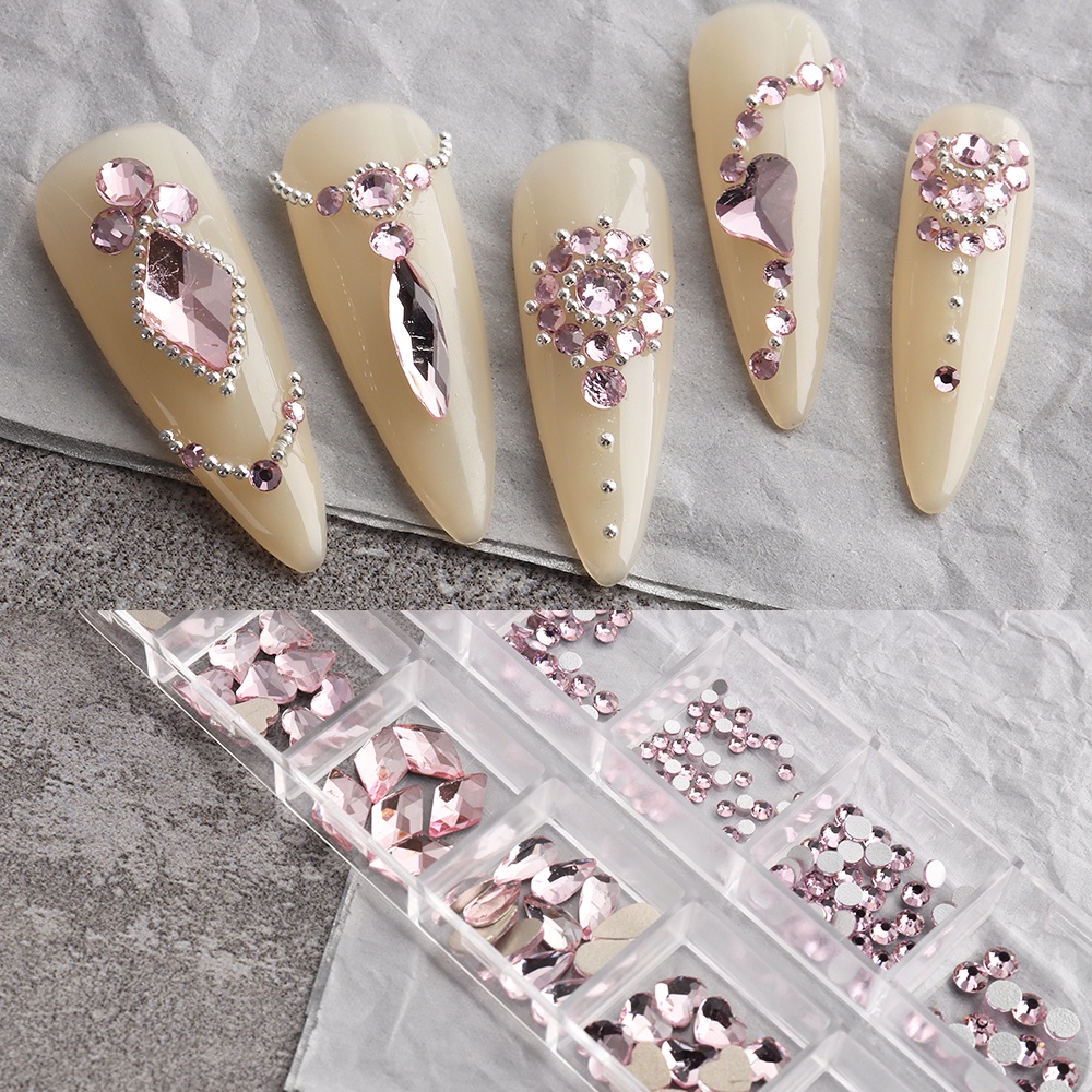 Hạt Đá Pha Lê 3D Màu Trắng Hình Trăng Sao Trái Tim Trang Trí Móng Tay Nghệ Thuật