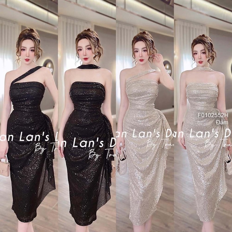 Đầm body kim sa phối dây chéo tà rũ cá tính VIENS STORE