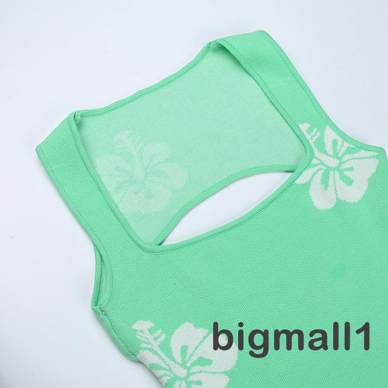 Đầm Dệt Kim Không Tay Cổ Vuông Hở Lưng Xẻ Tà Họa Tiết Hoa Thời Trang Mùa Hè Cho Nữ