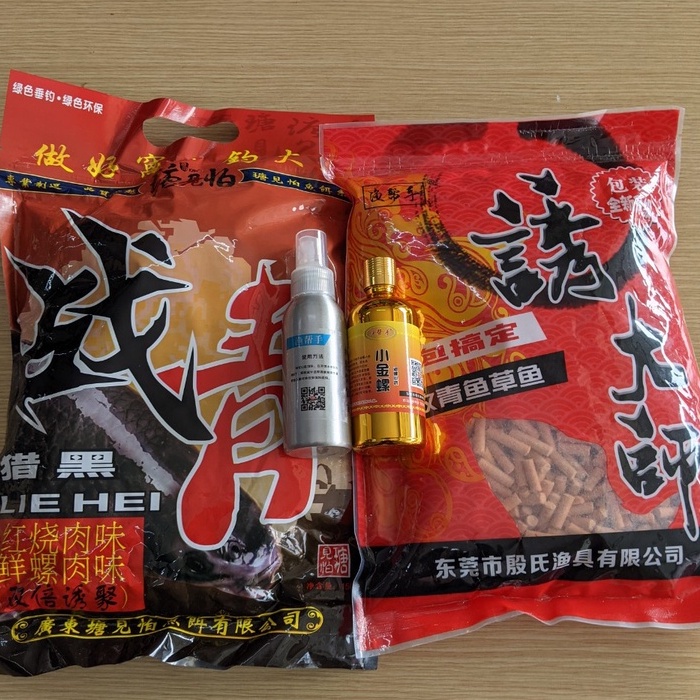 Combo Săn Trắm Đen, Chép, Trắm Trắng (Mồi Hạt Xả JINSHI +Mồi Hạt Xả TJP số 0 + Nước Ngâm Ộc JINSHI +