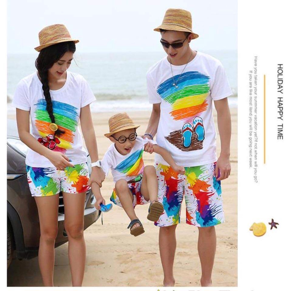 Áo thun đi biển nam nữ đồng phục cho gia đình cặp đôi hội nhóm trẻ em du lịch mẫu nổi bật giá sỉ