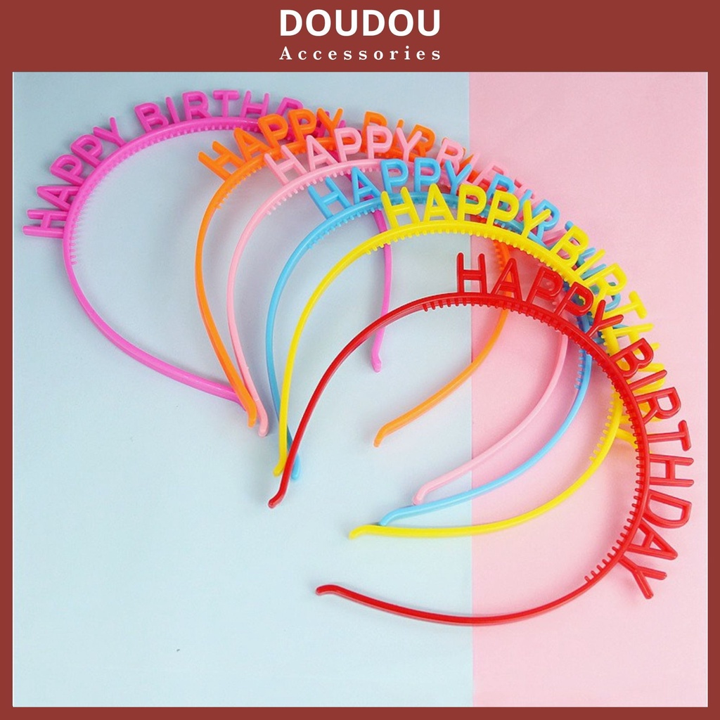 Băng đô cài tóc Doudou Phụ kiện tóc Bờm cài sinh nhật tiệc Happy Birthday party phong cách Hàn Quốc thời trang FG005