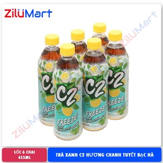 Nước trà xanh C2 hương chanh tuyết bạc hà (thùng 24 chai) loại 455ml
