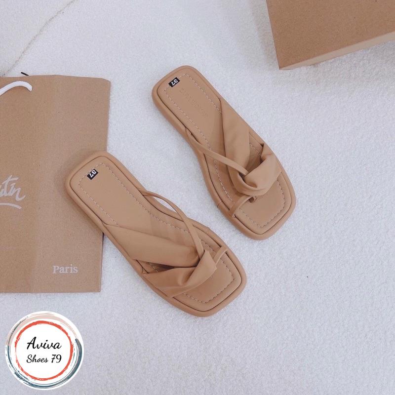 Dép bánh mì xốp bọc kẹp quai chéo xoán siêu xinh hót 2023