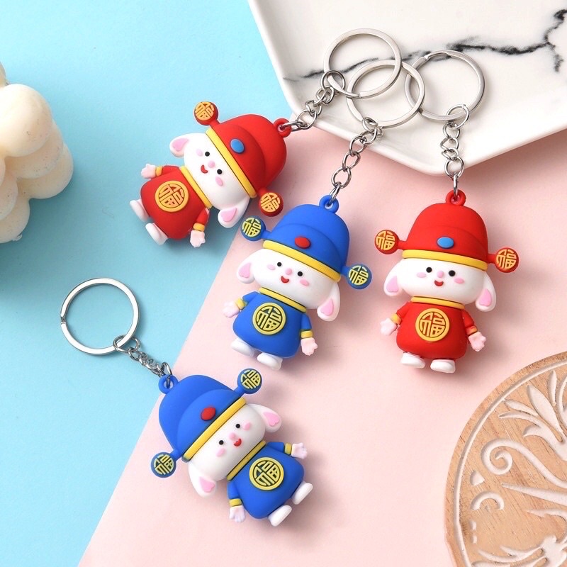 Móc Khoá Thỏ Thần Tài Hot Trend Móc Treo Chìa Khoá Silicon Hoạt Hình - Phụ Kiện Balo Túi Xách - Bánh Mì Store