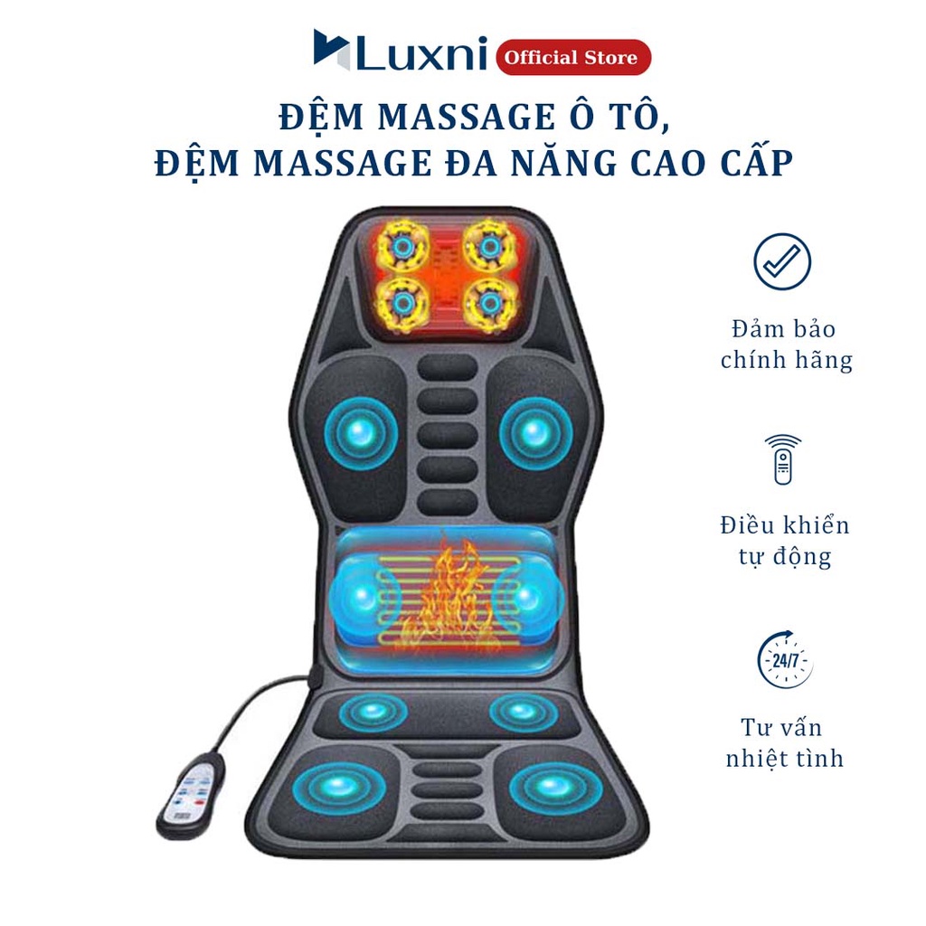 Đệm massage ô tô Luxni máy nệm massage tại nhà toàn thân đa năng cổ, lưng, vai cao cấp