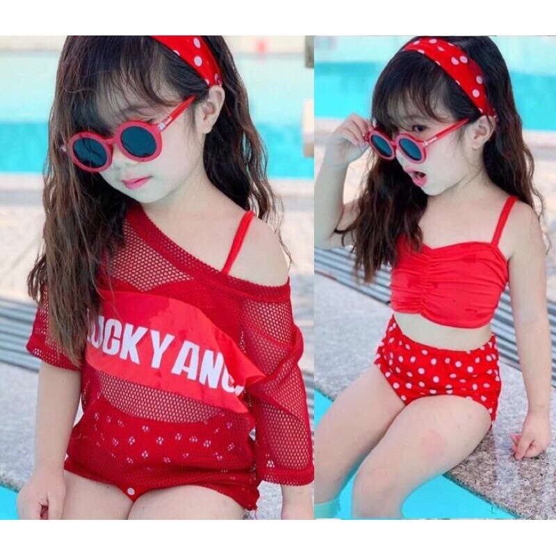 Set Đồ Bơi Cho Bé H&H Set Đồ 4 Món Bé Gái Kèm Áo Lưới Và Băng Đô Cài Đầu