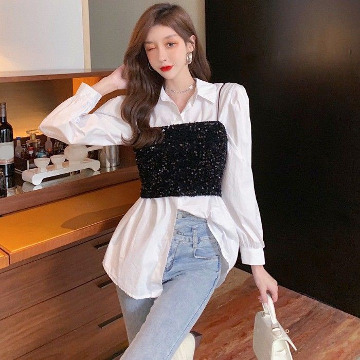 Set áo sơ mi+ áo yếm kim sa - Hàng Quảng Châu