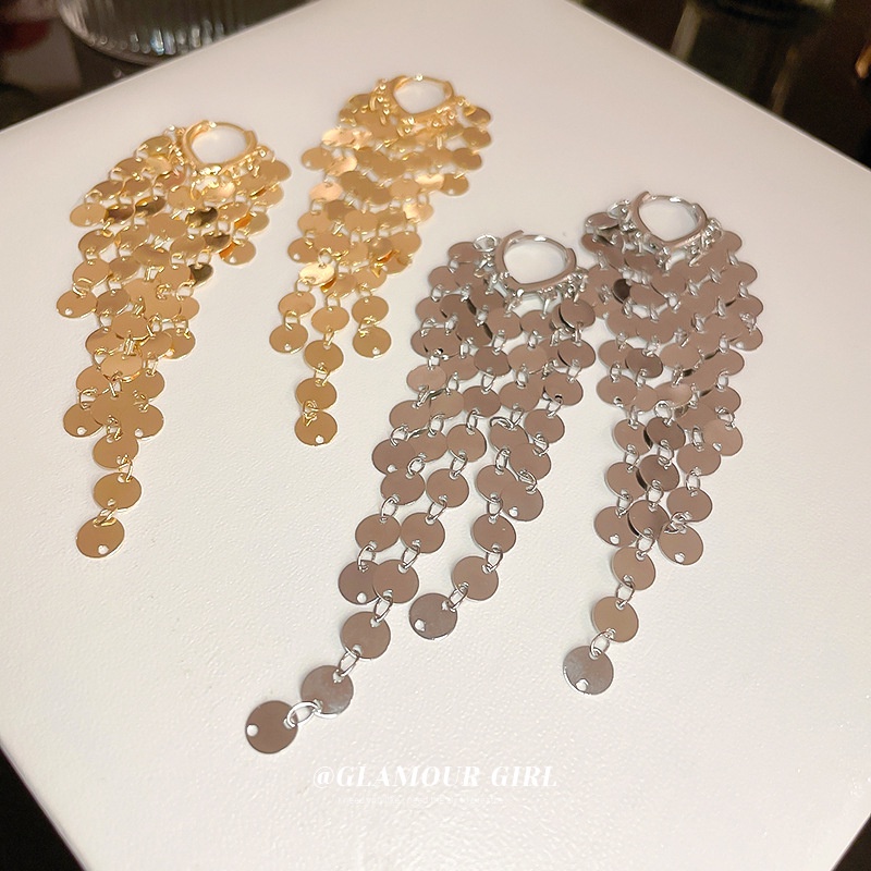 Bông Tai Cao Cấp Đính Kim Sa Tua Rua Thời Trang Âu Mỹ