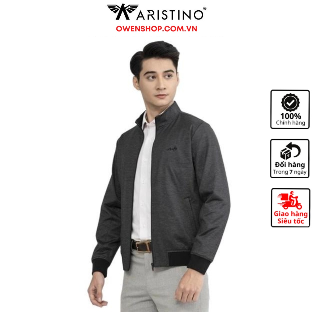 Áo khoác gió 2 lớp cao cấp Arisitno AJK015W2 jacket kẻ caro nhỏ dáng Regular fit suông vừa cổ trụ khỏe khoắn vải Polyest