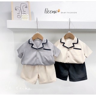 [XẢ KHO] Bộ short sơ mi Pizama Hàn bé trai