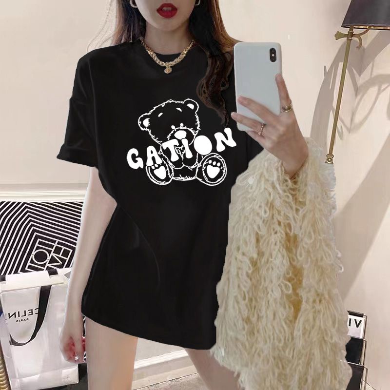 Áo Thun Cotton Ngắn Tay Dáng Rộng Thời Trang Mùa Hè Phong Cách Hàn Quốc Cho Nữ