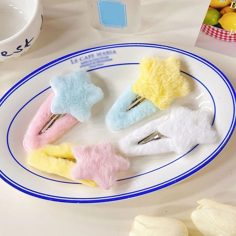 Kẹp Tóc Ngôi Sao Bằng Lông Nhung Dễ Thương Xinh Xắn Dành Cho Bé Gái