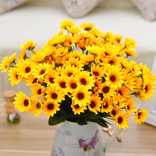 1 Bó Hoa Hướng Dương Nhân Tạo 14 Bông Trang Trí Tiệc Cưới